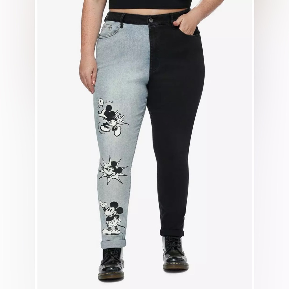 Disney Mickey Mouse Classic Split Mom Jeans